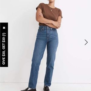 NWT MADEWELL Curvy Perfect Vintage Straight Jean in Mayfield Wash size 26 curvy